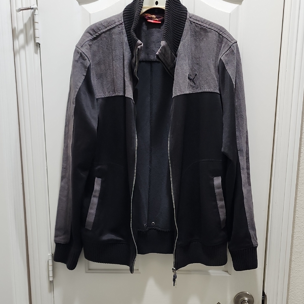 Puma Men's Charcoal and Black Bomber Jacket